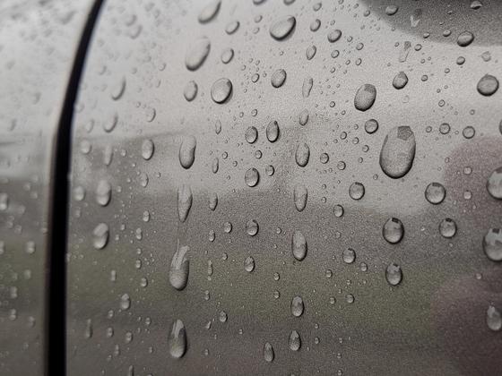 Hydrophobic beading example on coated paint